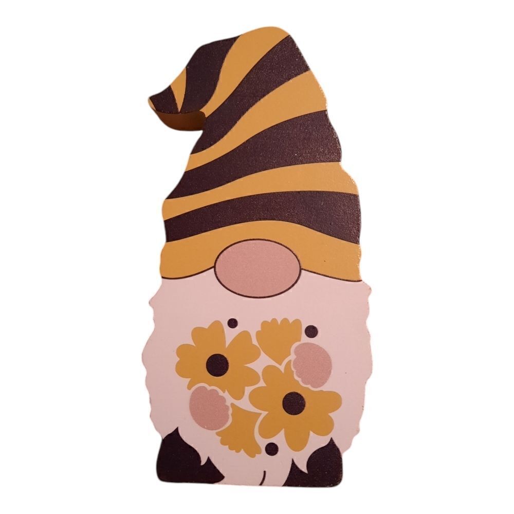Yellow and Black Striped Gnome Decor